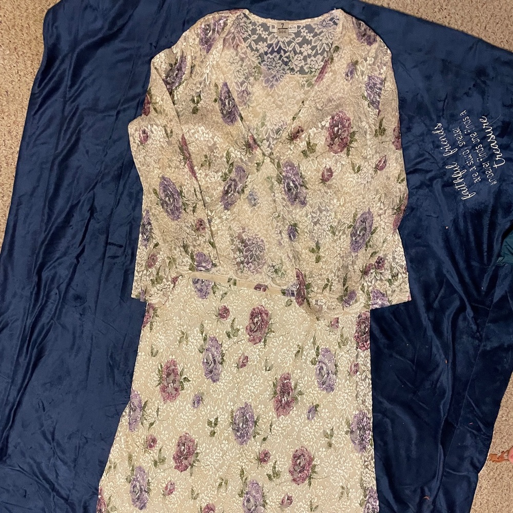 Cream Color Lace Maxi Dress